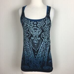 Athleta Black Teal Knit Athletic Tank Top Medium